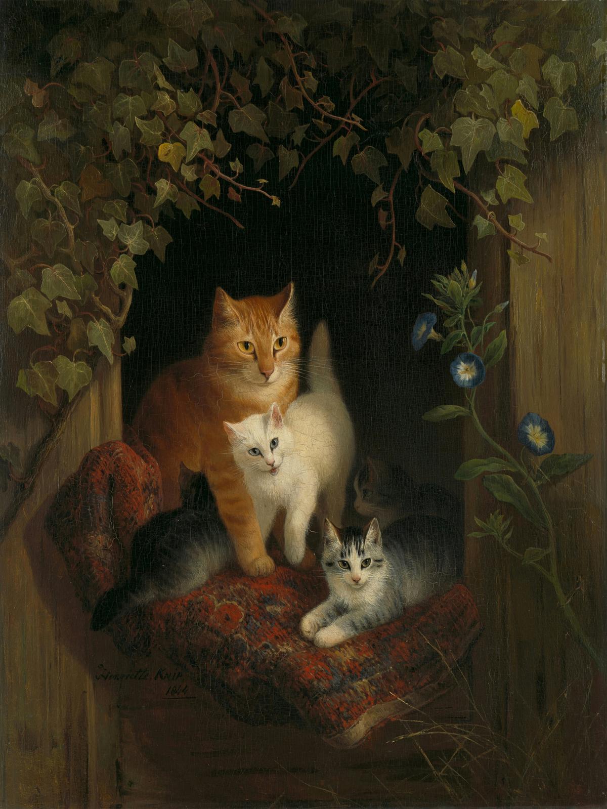 Cat with Kittens · Pets pet portrait — custom painted portrait by Fable