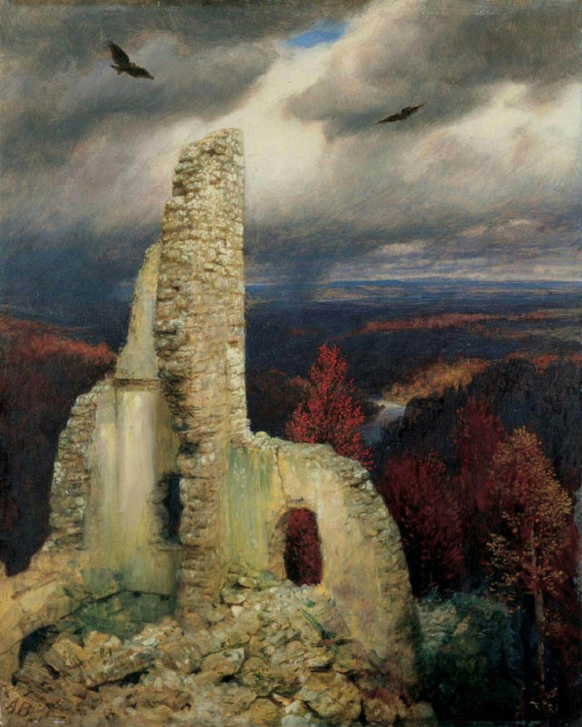Castle Ruin with Two Circling Eagles by Arnold Böcklin — archival fine-art print from Fable