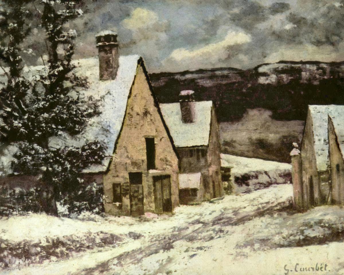 Village Street in Winter by Gustave Courbet — archival fine-art print from Fable