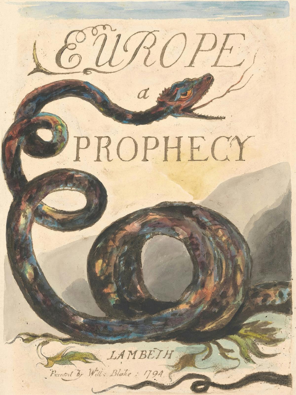 Europe a Prophecy, title page (the serpent) by William Blake — archival fine-art print from Fable