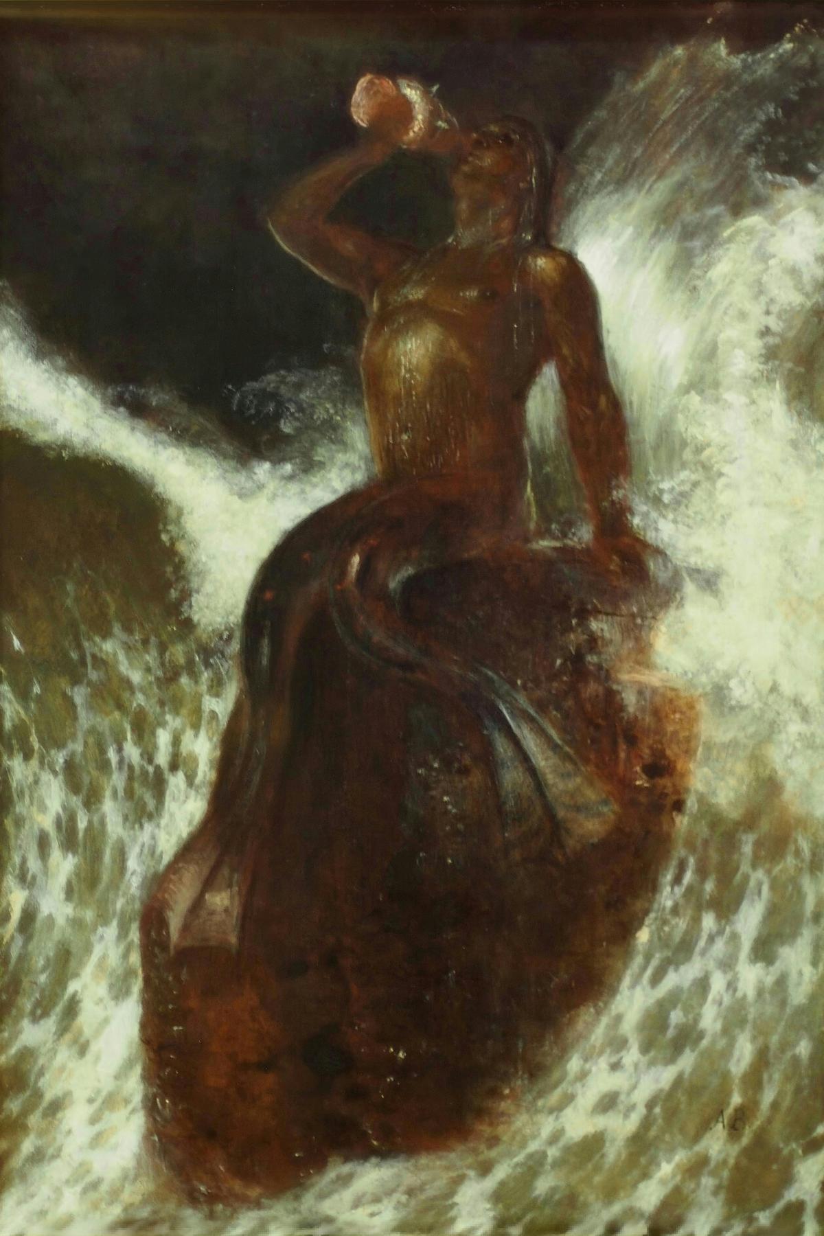 Triton blowing through a shell in the surf by Arnold Böcklin — archival fine-art print from Fable