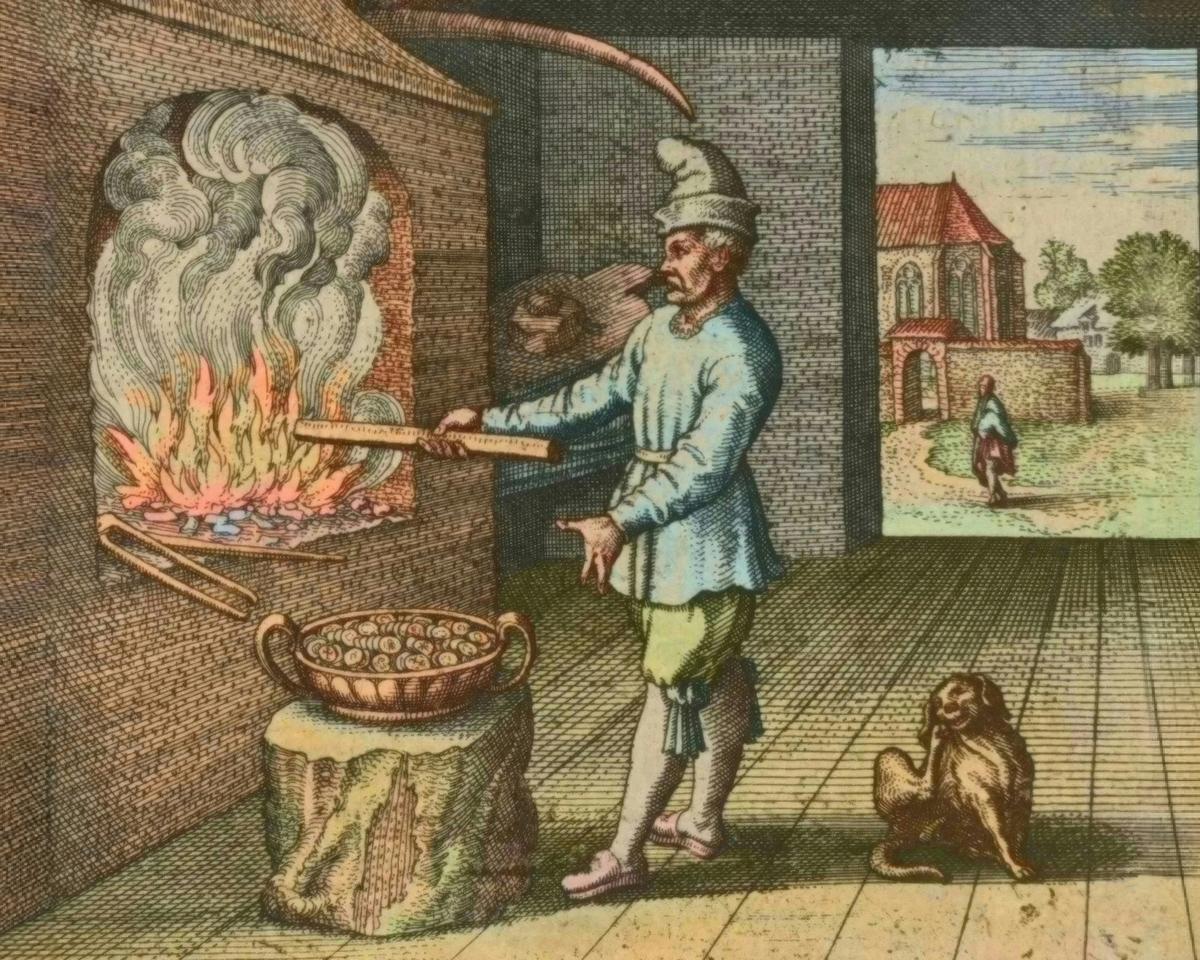 Fire and Gold by Matthäus Merian the Elder, after Michael Maier — archival fine-art print from Fable
