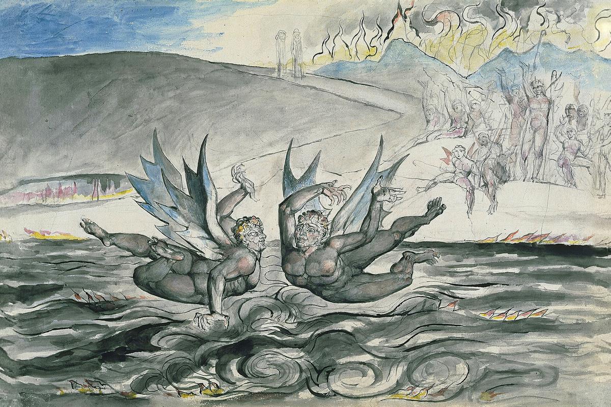 The Baffled Devils Fighting by William Blake — archival fine-art print from Fable