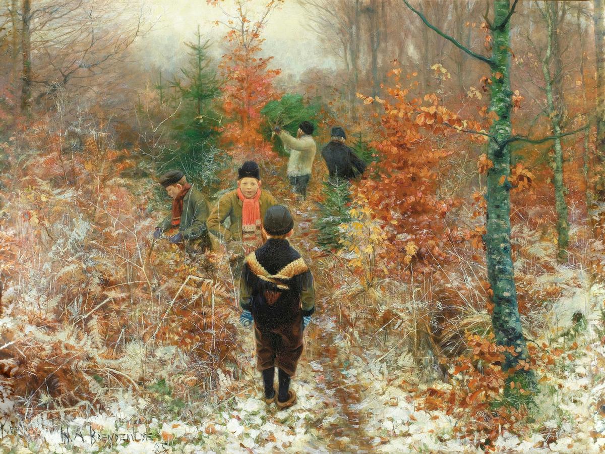 Felling the Christmas Tree by Hans Andersen Brendekilde — archival fine-art print from Fable