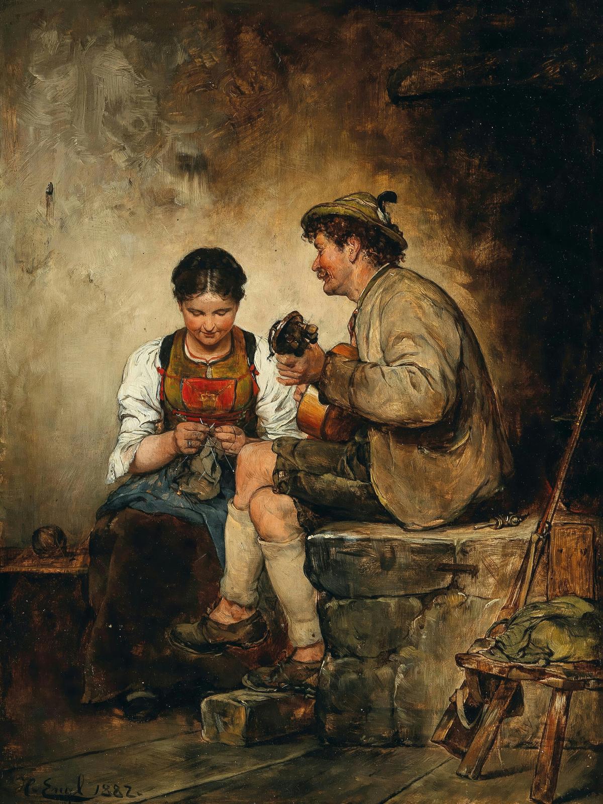 A Serenade in the Parlour · Couples human portrait — custom painted portrait by Fable