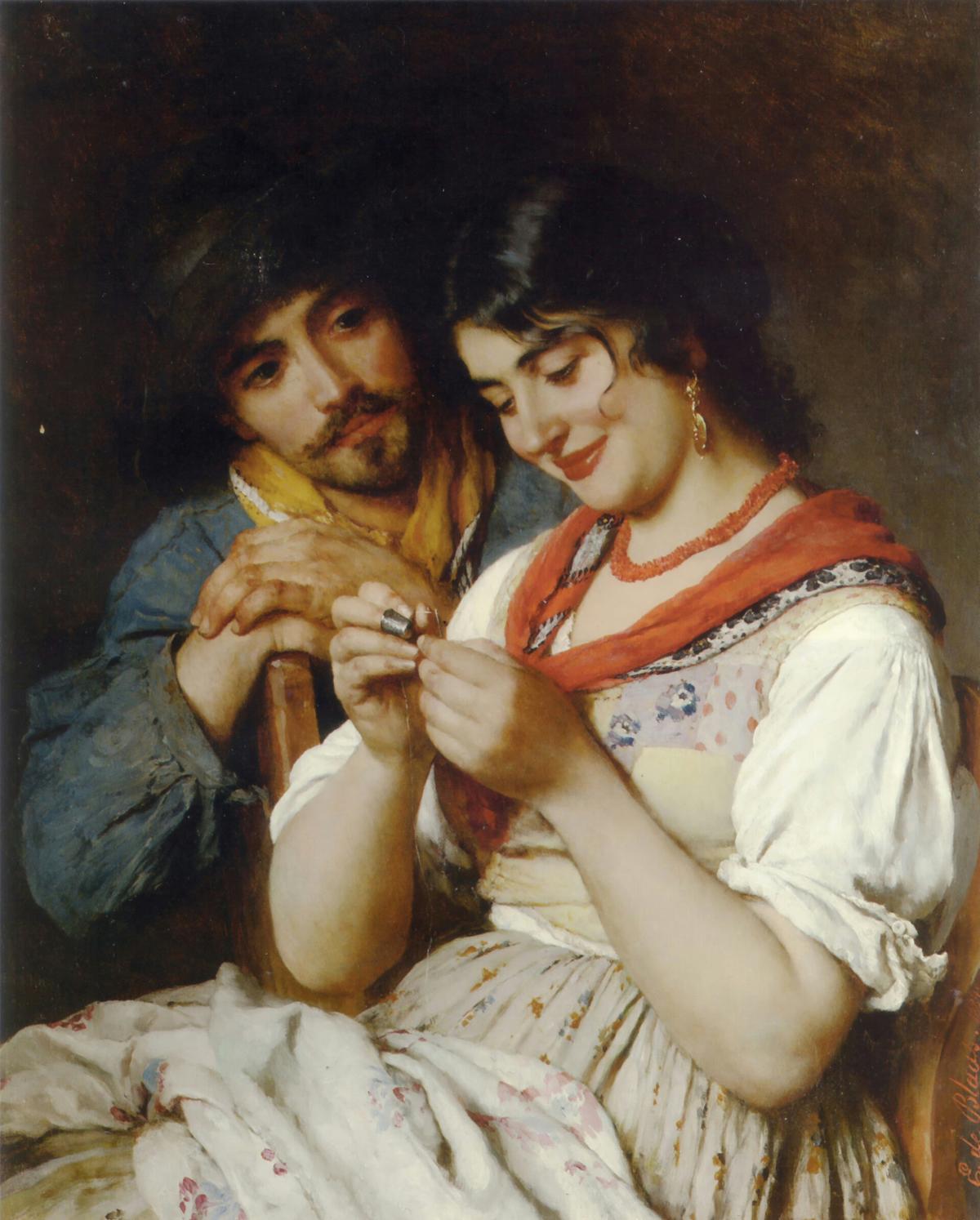 The Seamstress · Couples human portrait — custom painted portrait by Fable