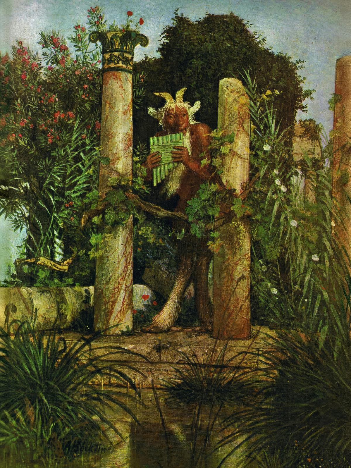 Faun, blowing the syrinx by Arnold Böcklin — archival fine-art print from Fable