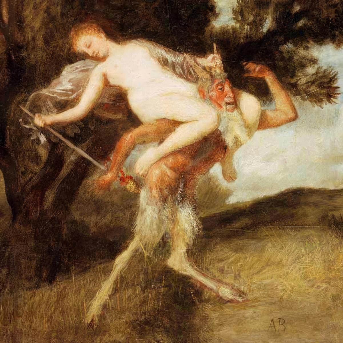 Nymph on the Shoulders of Pan by Arnold Böcklin — archival fine-art print from Fable