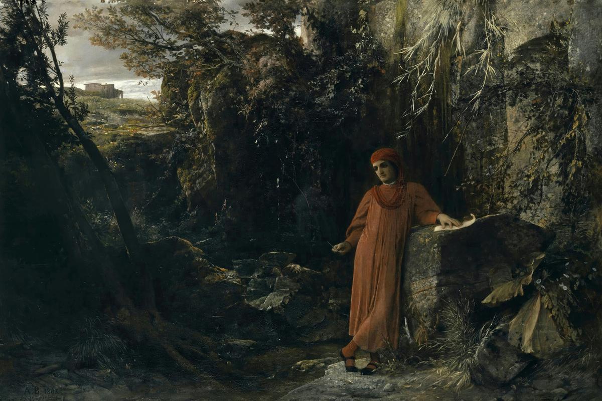 Petrarch at the Spring of Vaucluse by Arnold Böcklin — archival fine-art print from Fable