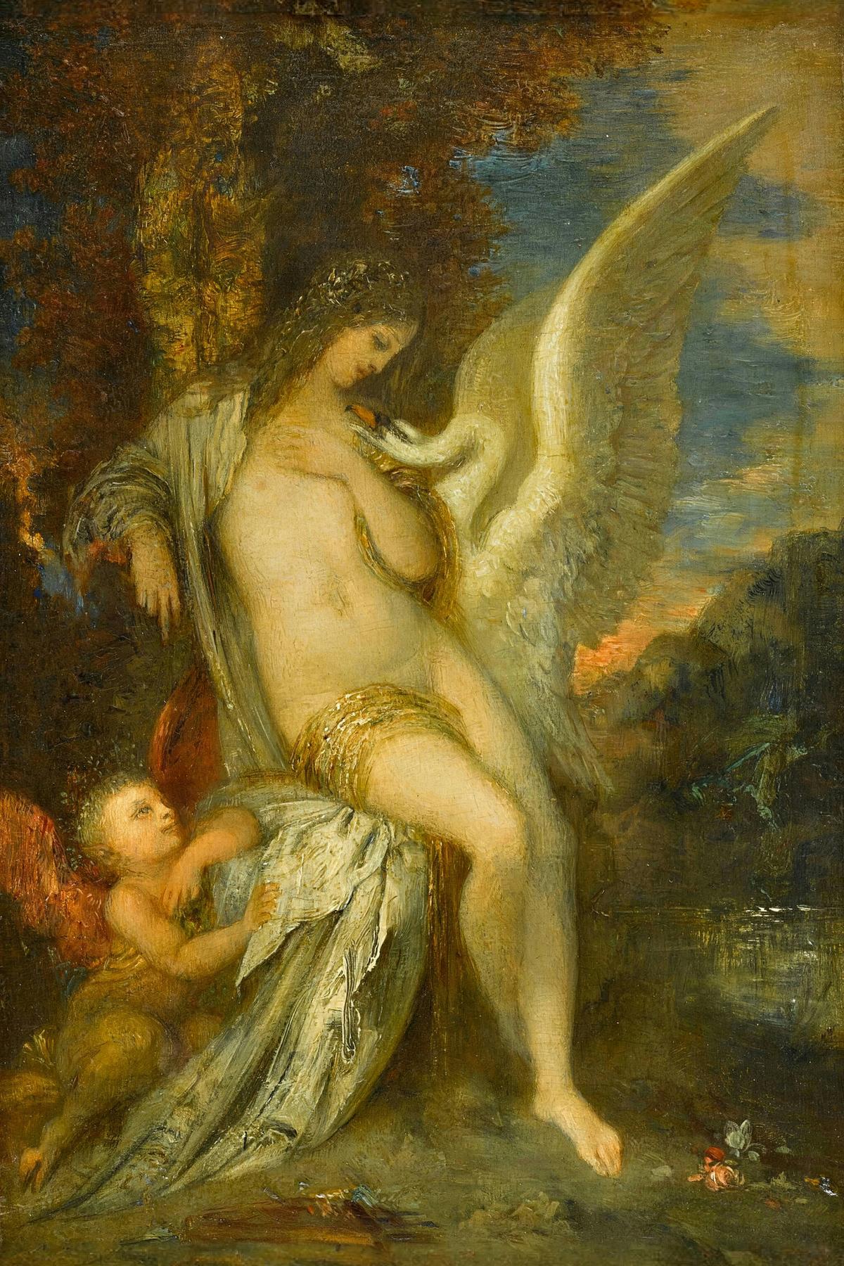 Leda, the Swan and Cupid by Gustave Moreau — archival fine-art print from Fable