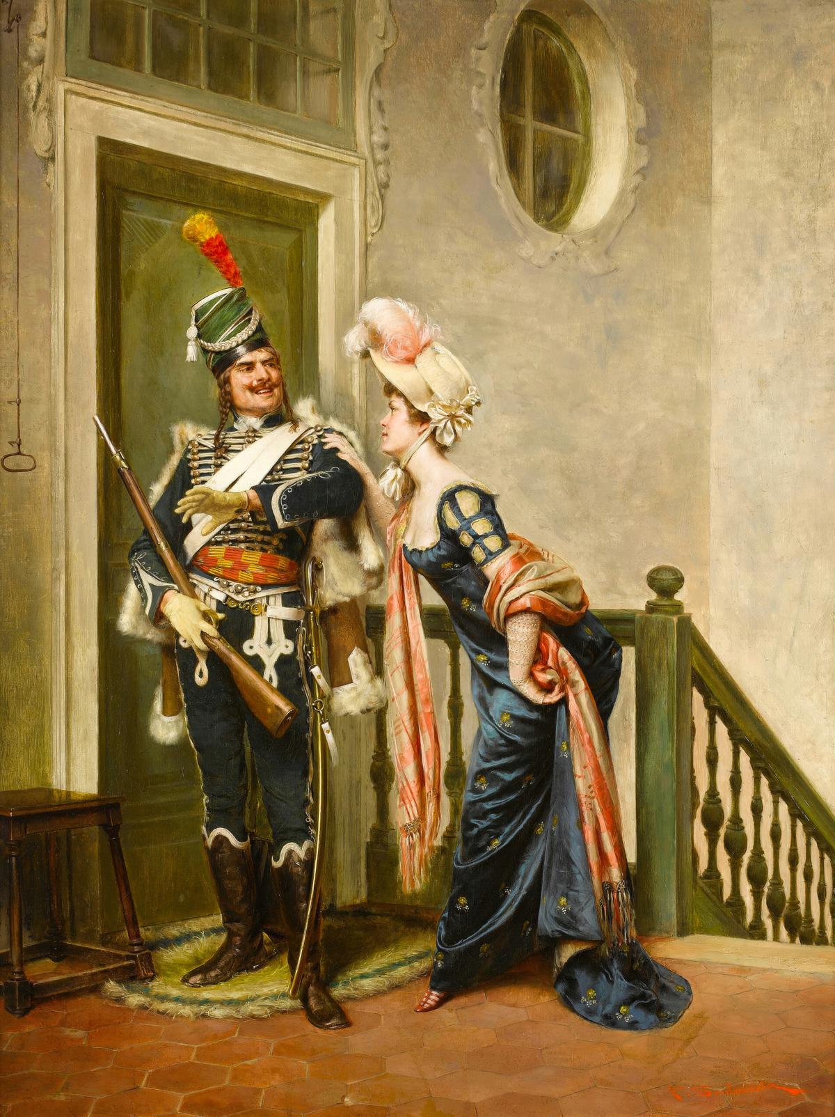 The Gallant Officer · Couples human portrait — custom painted portrait by Fable