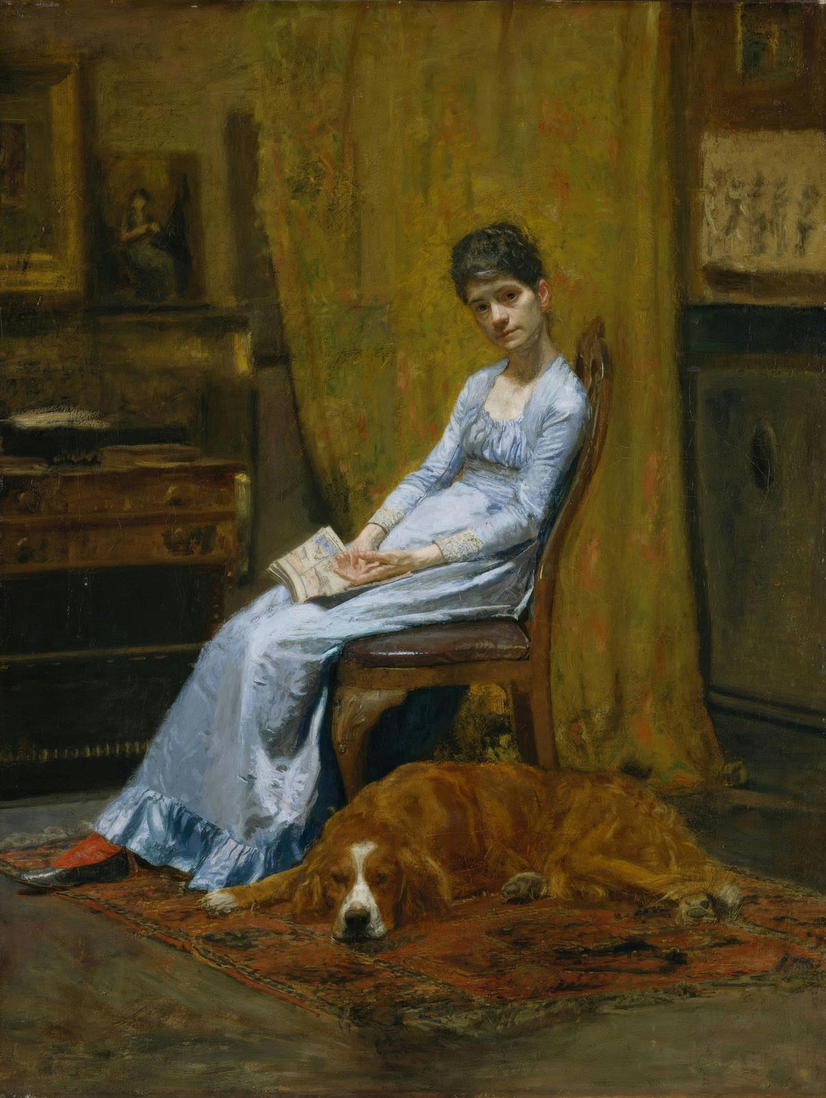 The Artist's Wife and His Setter Dog · Pets & owners human portrait — custom painted portrait by Fable