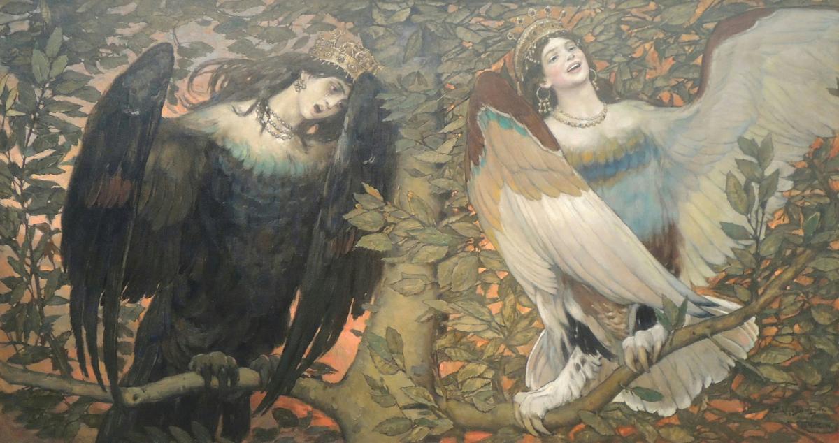 Sirin and Alkonost by Viktor Vasnetsov — archival fine-art print from Fable