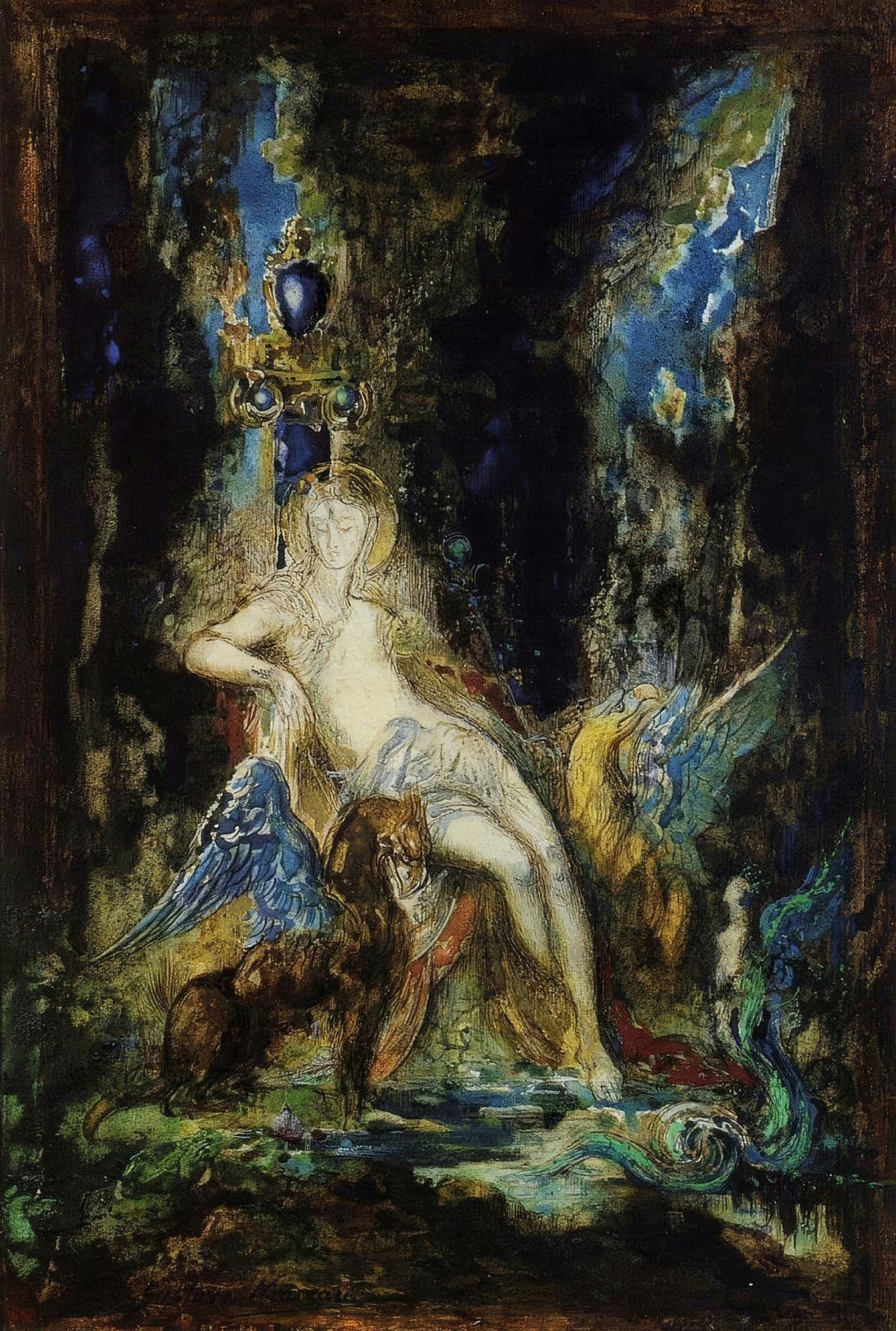 Fairy and Griffin by Gustave Moreau — archival fine-art print from Fable