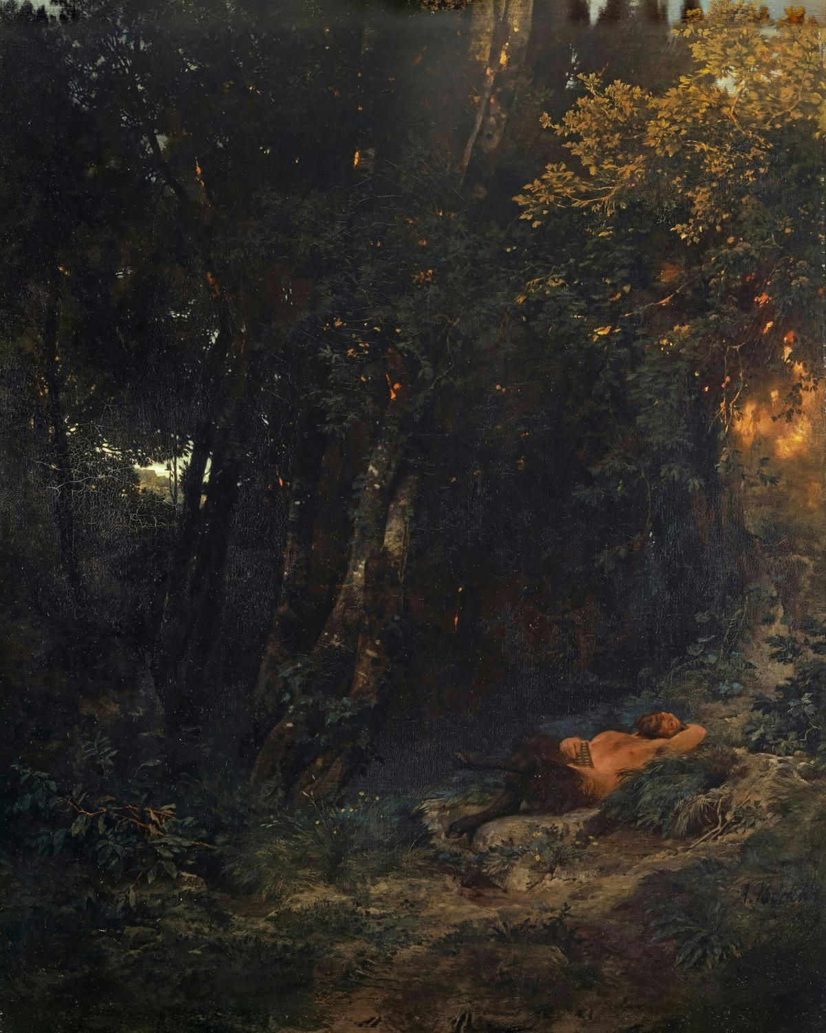 Forest Landscape with Reclining Pan by Arnold Böcklin — archival fine-art print from Fable