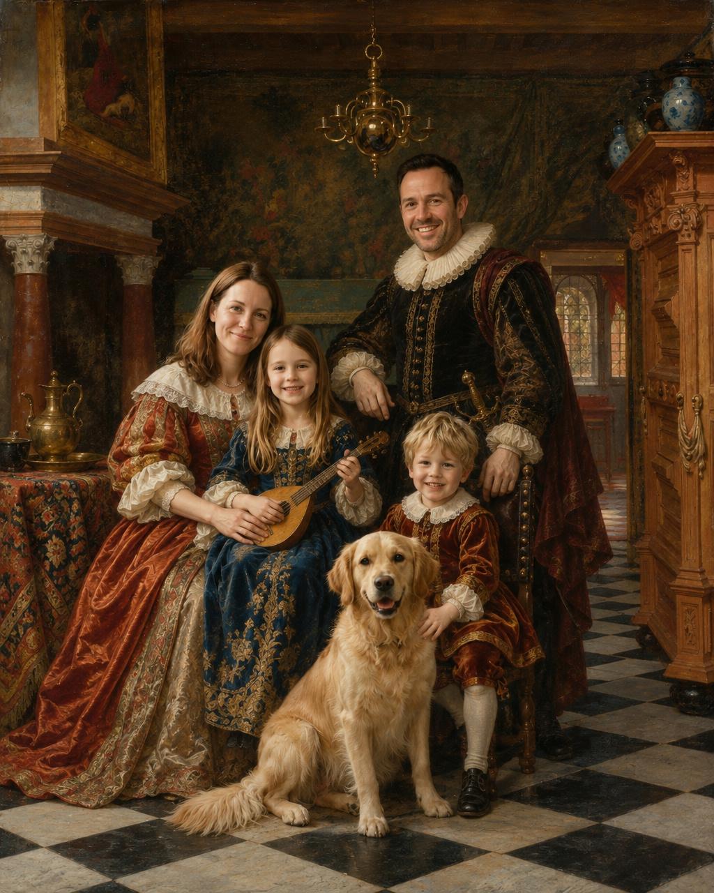 A Family Playing Music human portrait — custom painted portrait by Fable