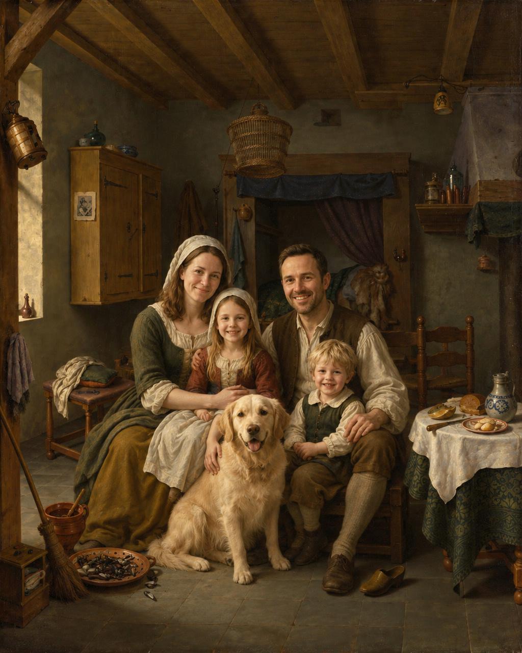 The Happy Mother · Family human portrait — custom painted portrait by Fable