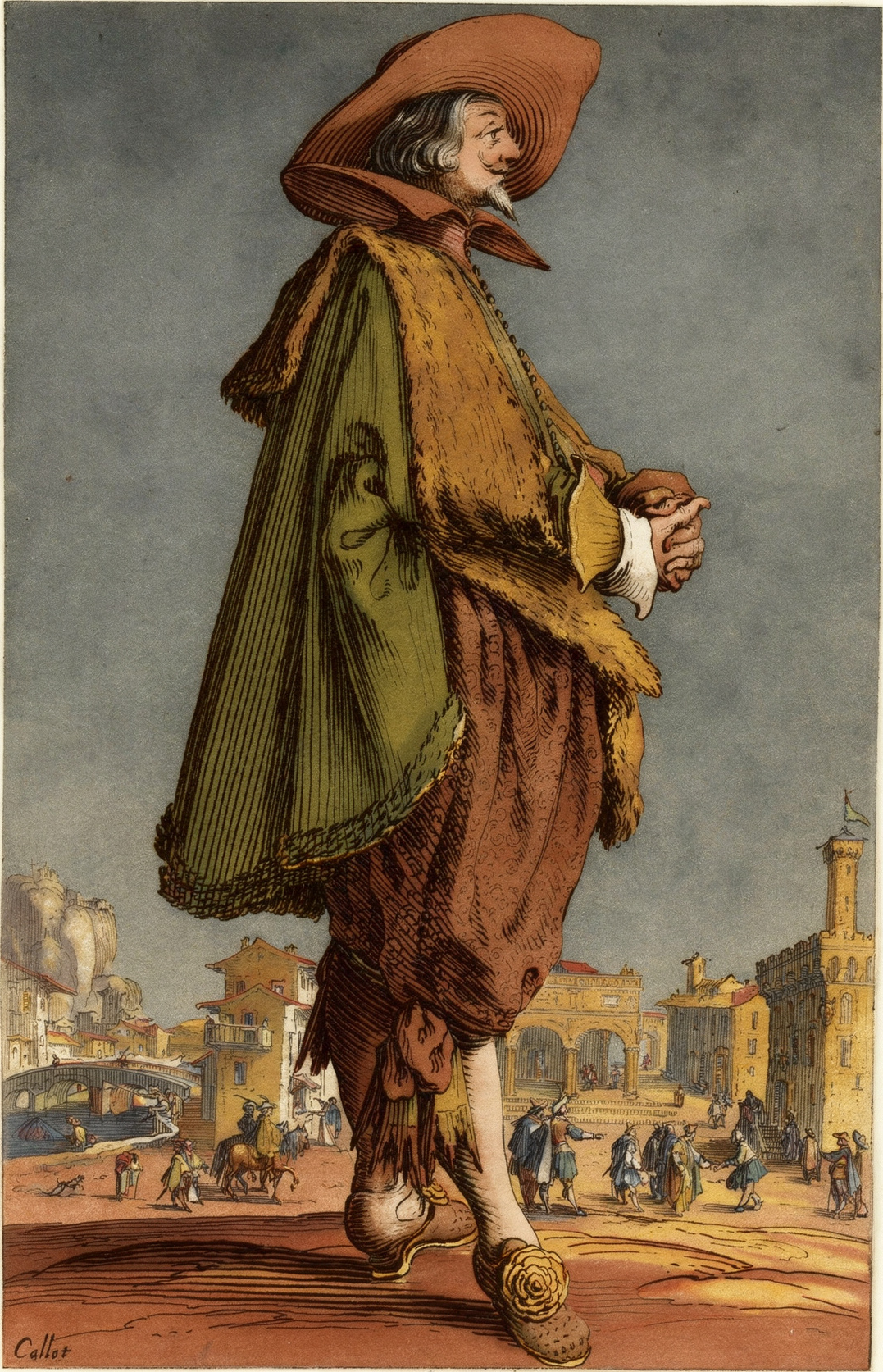 Gentleman Standing in Profile by artist: Jacques Callot (French, 1592–1635) — archival fine-art print from Fable