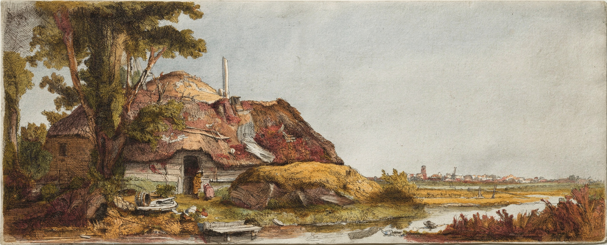 Landscape with a Cottage and a Large Tree by artist: Rembrandt van Rijn (Dutch, 1606–1669) — archival fine-art print from Fable