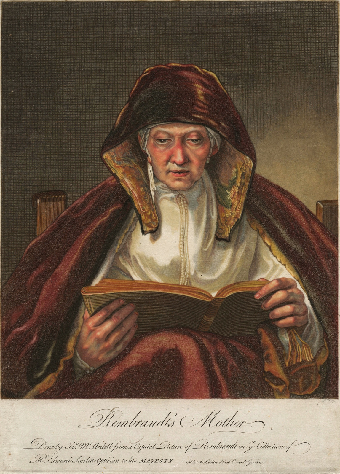 Rembrandt's Mother by artist: James McArdell (British, 1728/29–1765) · after artist: Rembrandt van Rijn (Dutch, 1606–1669) — archival fine-art print from Fable