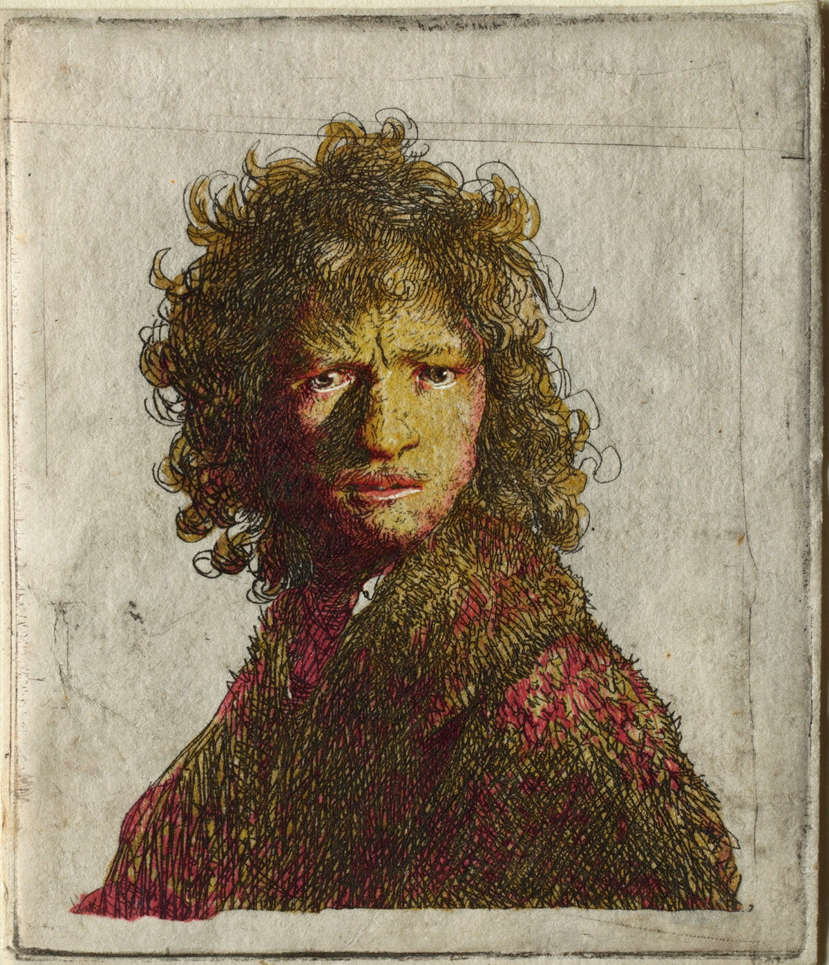 Self-Portrait Frowning by artist: Rembrandt van Rijn (Dutch, 1606–1669) — archival fine-art print from Fable