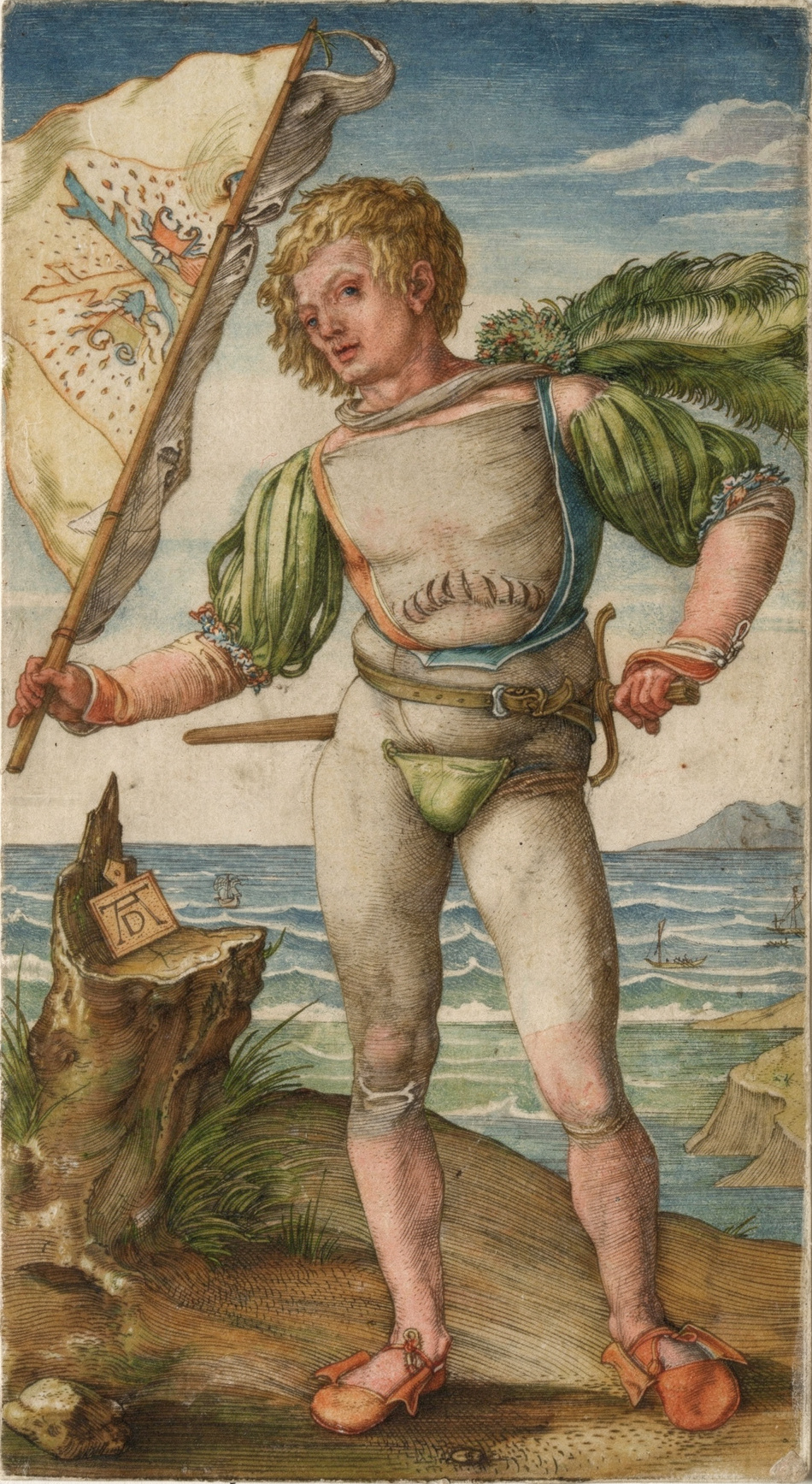 The Burgundian Standard Bearer by artist: Albrecht Dürer (German, 1471–1528) — archival fine-art print from Fable