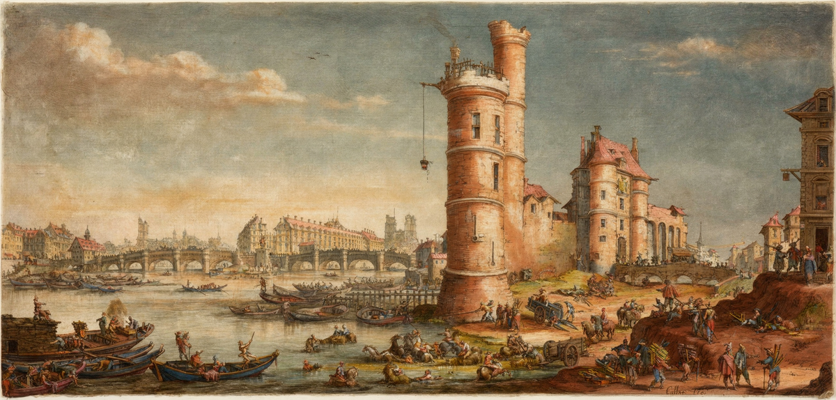 The Pont Neuf, Paris by artist: Jacques Callot (French, 1592–1635) — archival fine-art print from Fable
