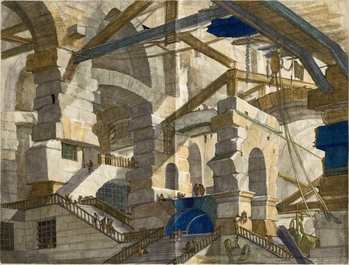 Imaginary Prisons: The Zigzag Staircase by artist: Giovanni Battista Piranesi (Italian, 1720–1778) — archival fine-art print from Fable