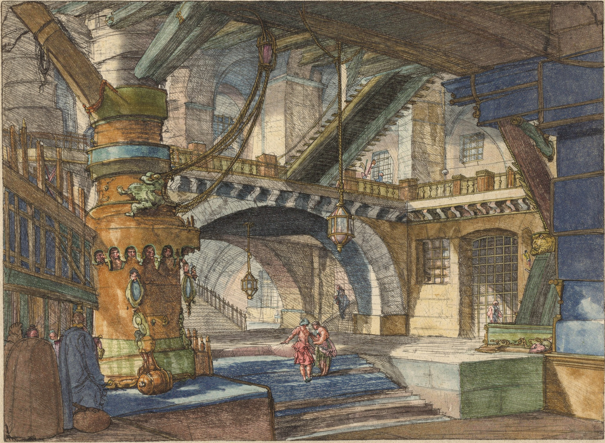 Imaginary Prisons: The Hall with Lanterns by artist: Giovanni Battista Piranesi (Italian, 1720–1778) — archival fine-art print from Fable
