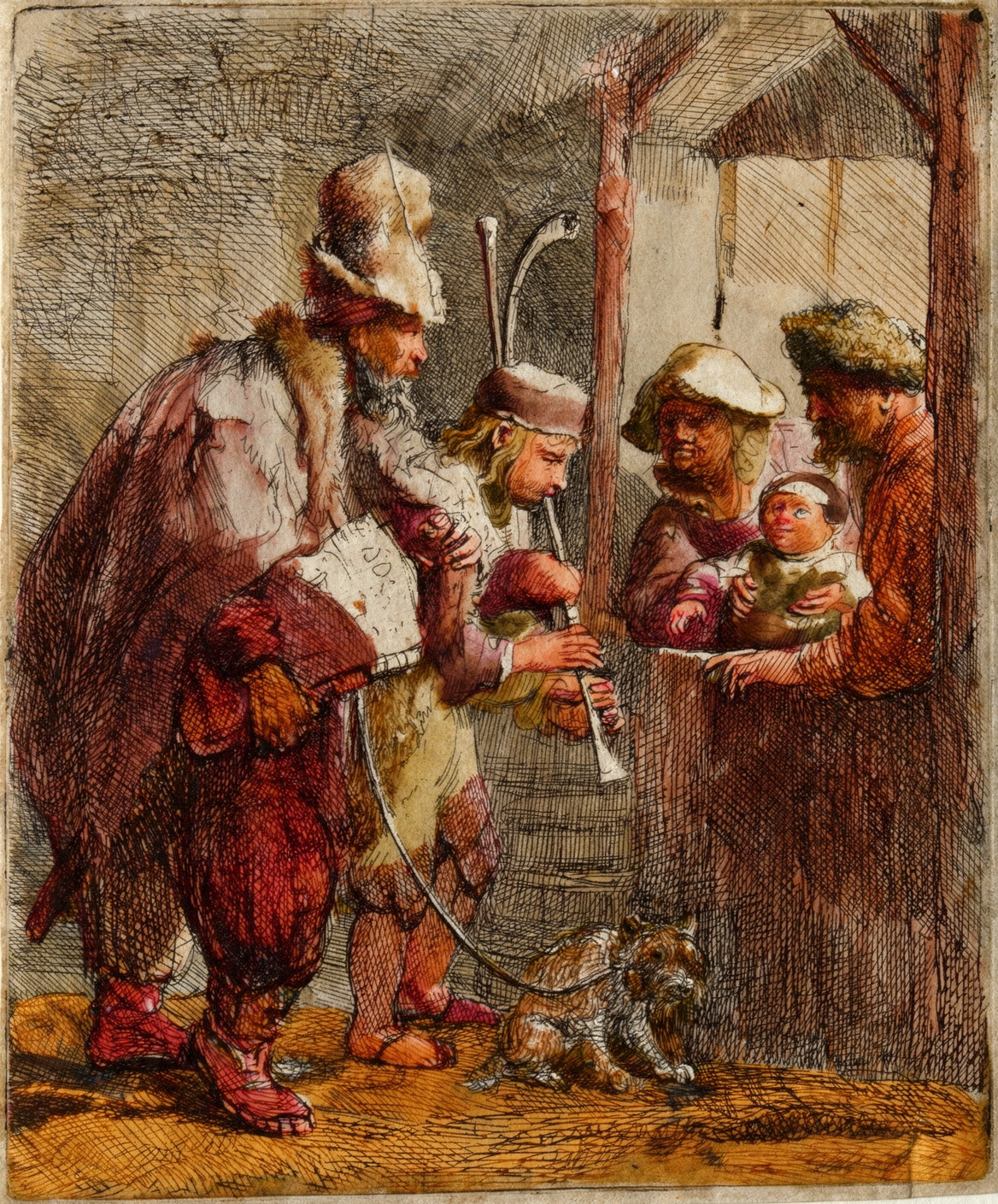 The Strolling Musicians by artist: Rembrandt van Rijn (Dutch, 1606–1669) — archival fine-art print from Fable