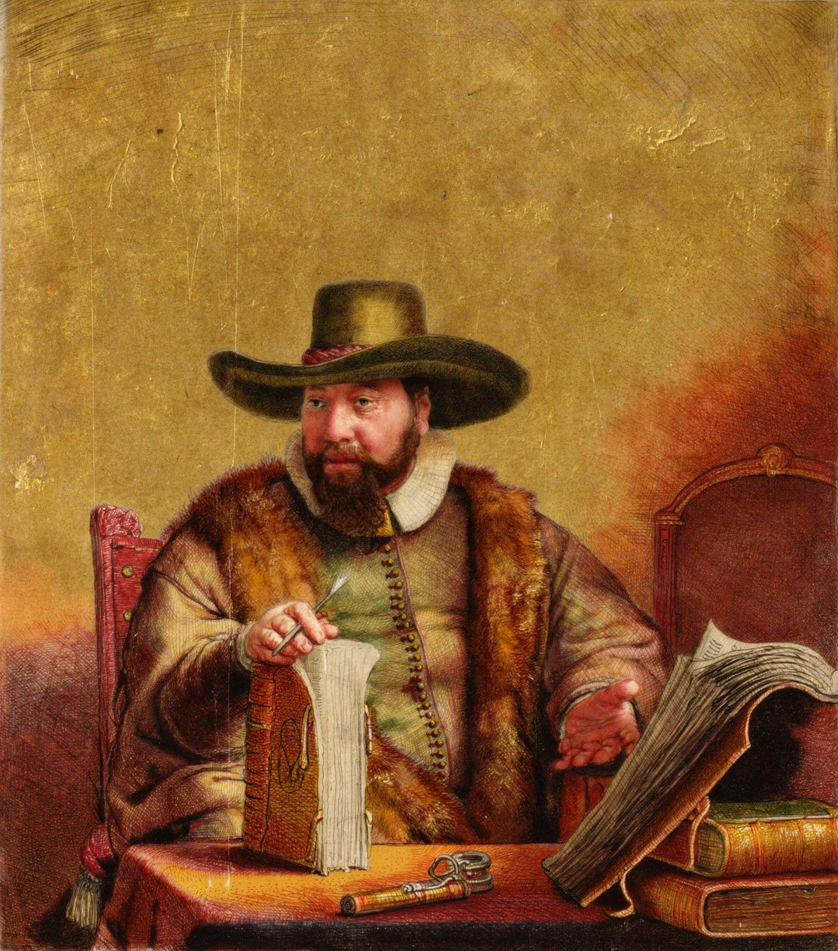 Cornelis Claesz Anslo, Mennonite Preacher by artist: Rembrandt van Rijn (Dutch, 1606–1669) — archival fine-art print from Fable