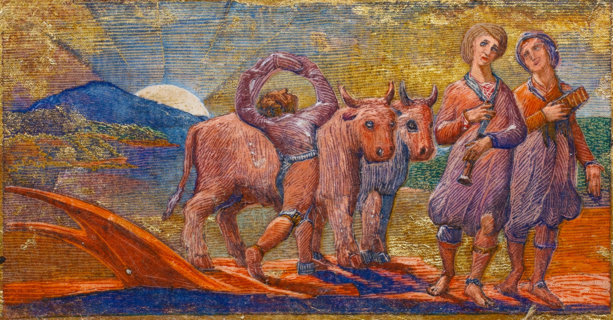 Boy Returning with Plough and Oxen by Artist: William Blake — archival fine-art print from Fable