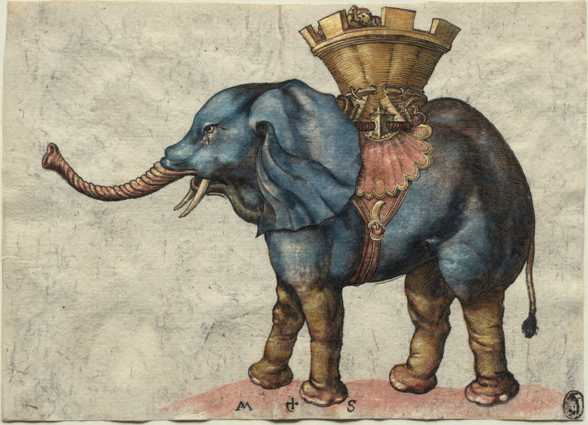 An Elephant with Howdah by artist: Martin Schongauer (German, c. 1450–1491) — archival fine-art print from Fable