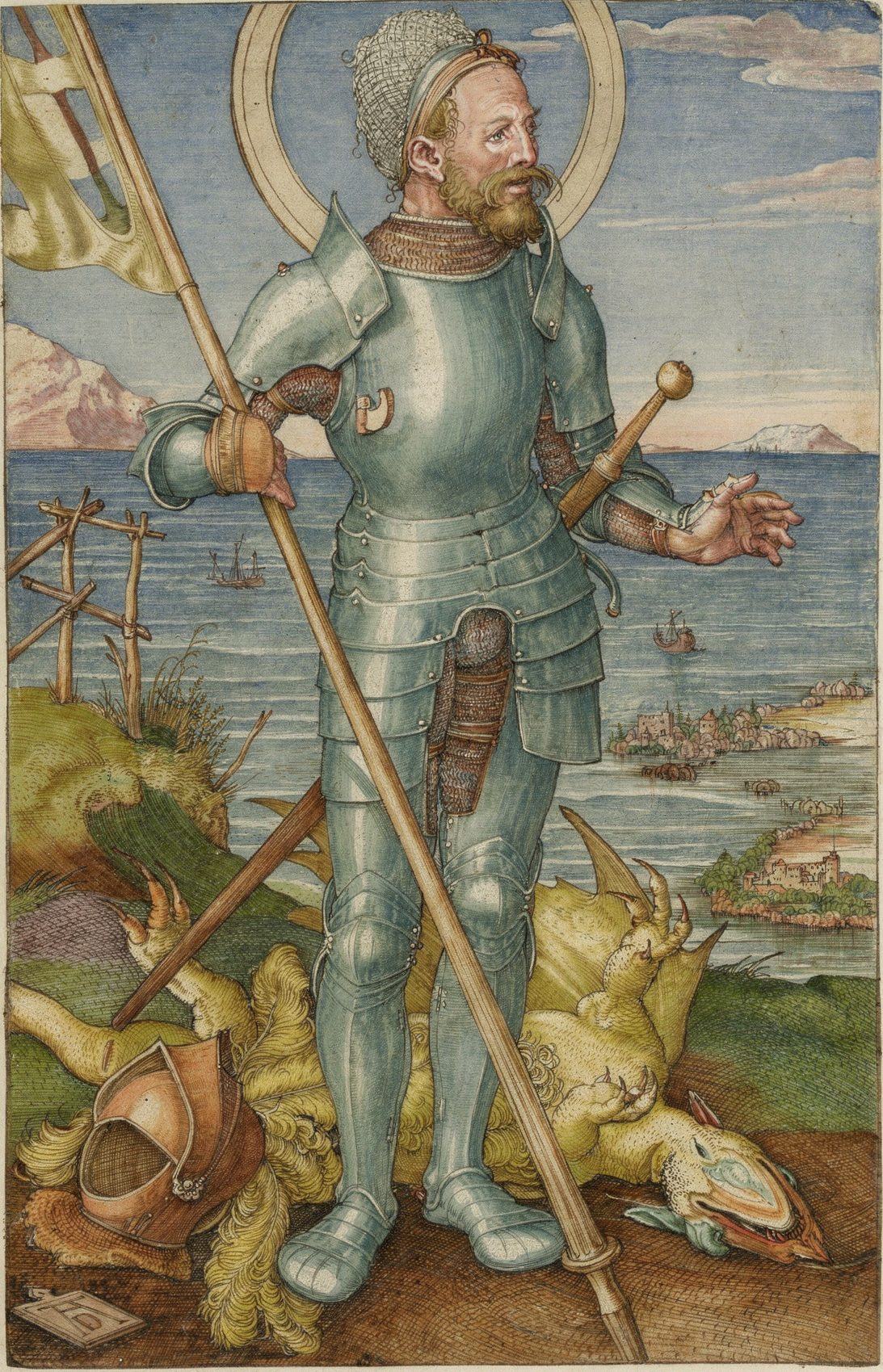 Saint George on Foot by artist: Albrecht Dürer (German, 1471–1528) — archival fine-art print from Fable