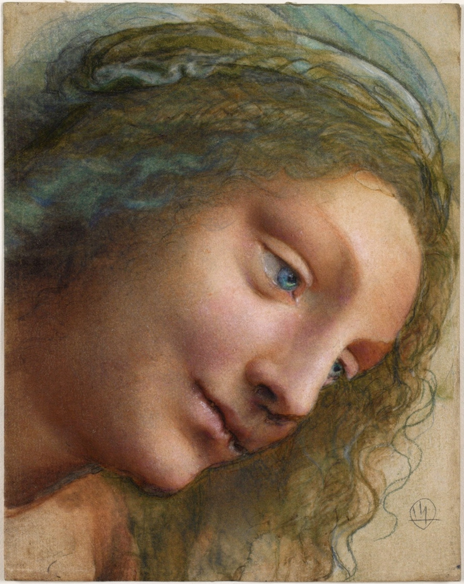 Head of the Virgin by Artist: Leonardo da Vinci — archival fine-art print from Fable