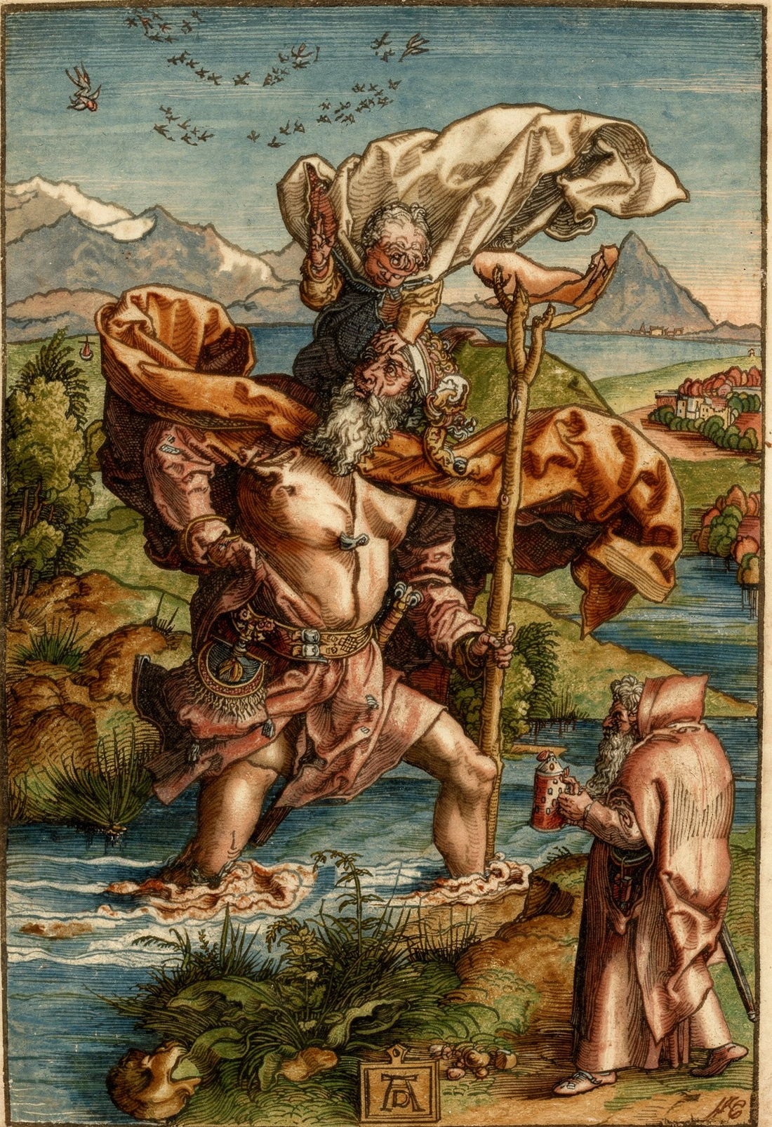 Saint Christopher with the Birds by artist: Albrecht Dürer (German, 1471–1528) — archival fine-art print from Fable