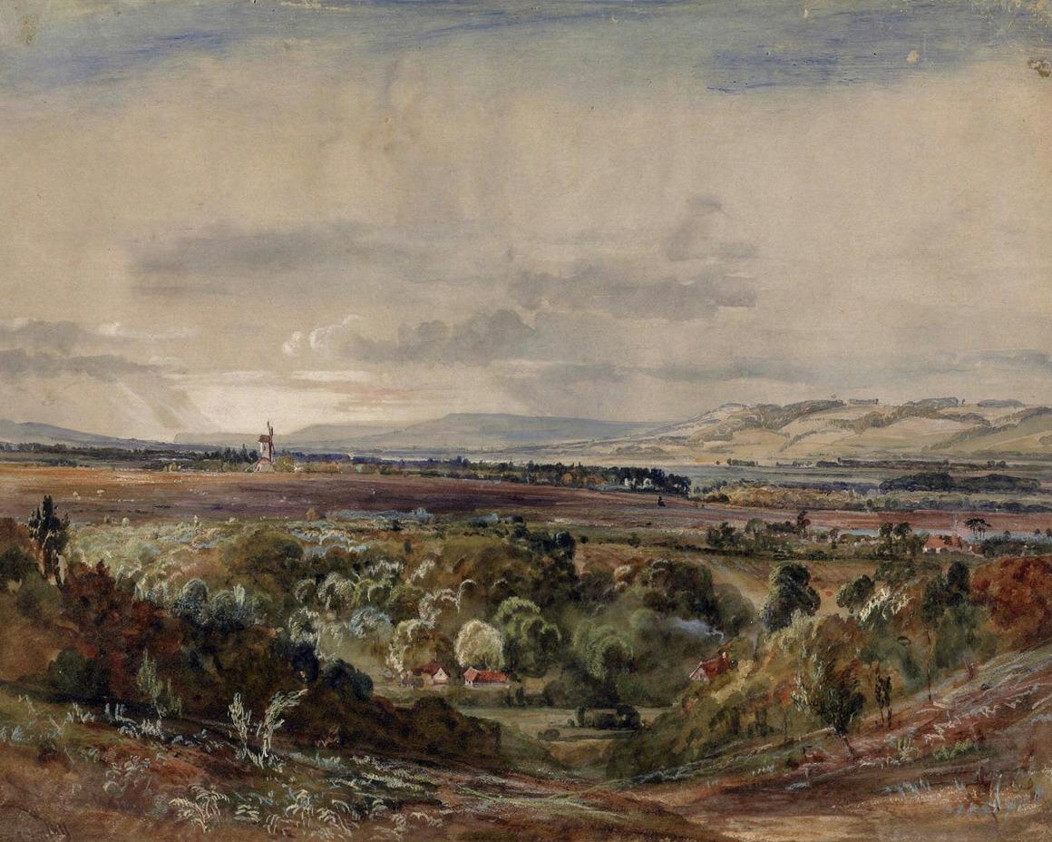 Landscape with Distant Windmill by Caleb Robert Stanley — archival fine-art print from Fable