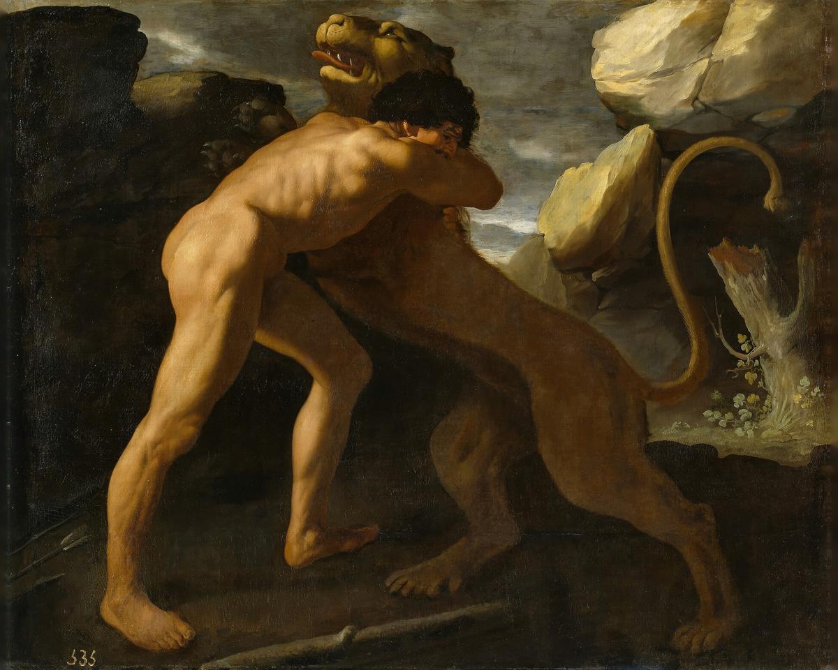 Hercules Fighting the Nemean Lion by Francisco de Zurbarán — archival fine-art print from Fable