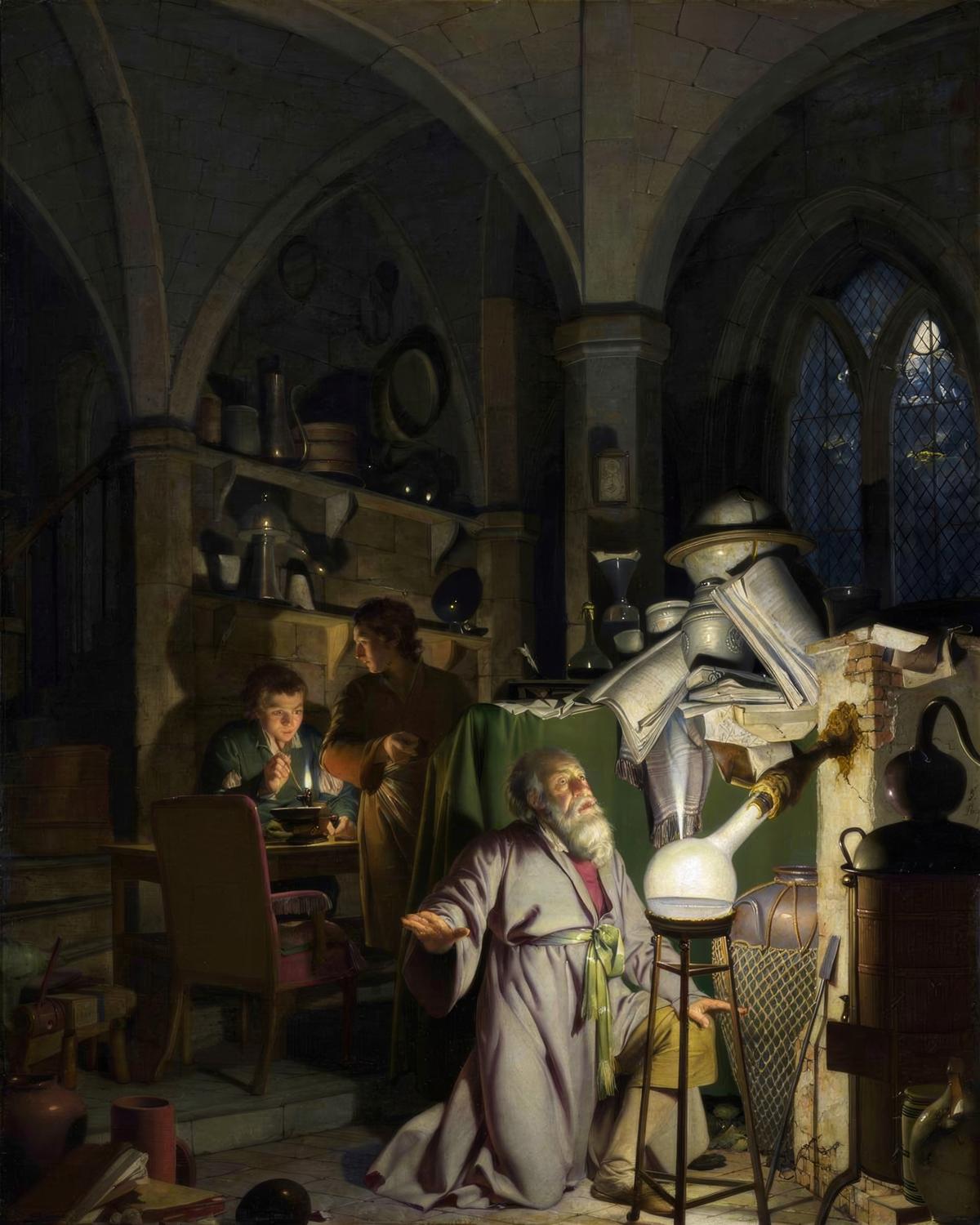 The Alchymist, in Search of the Philosopher's Stone by Joseph Wright of Derby — archival fine-art print from Fable