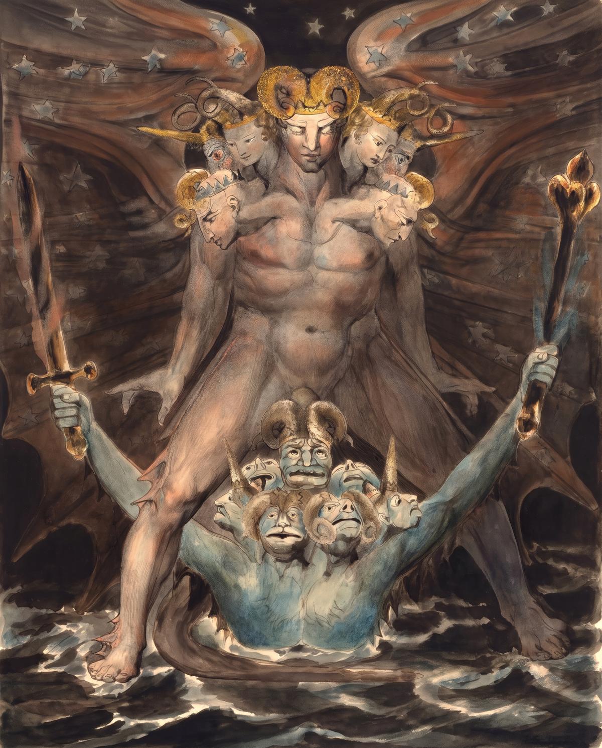 The Great Red Dragon and the Beast from the Sea by William Blake — archival fine-art print from Fable