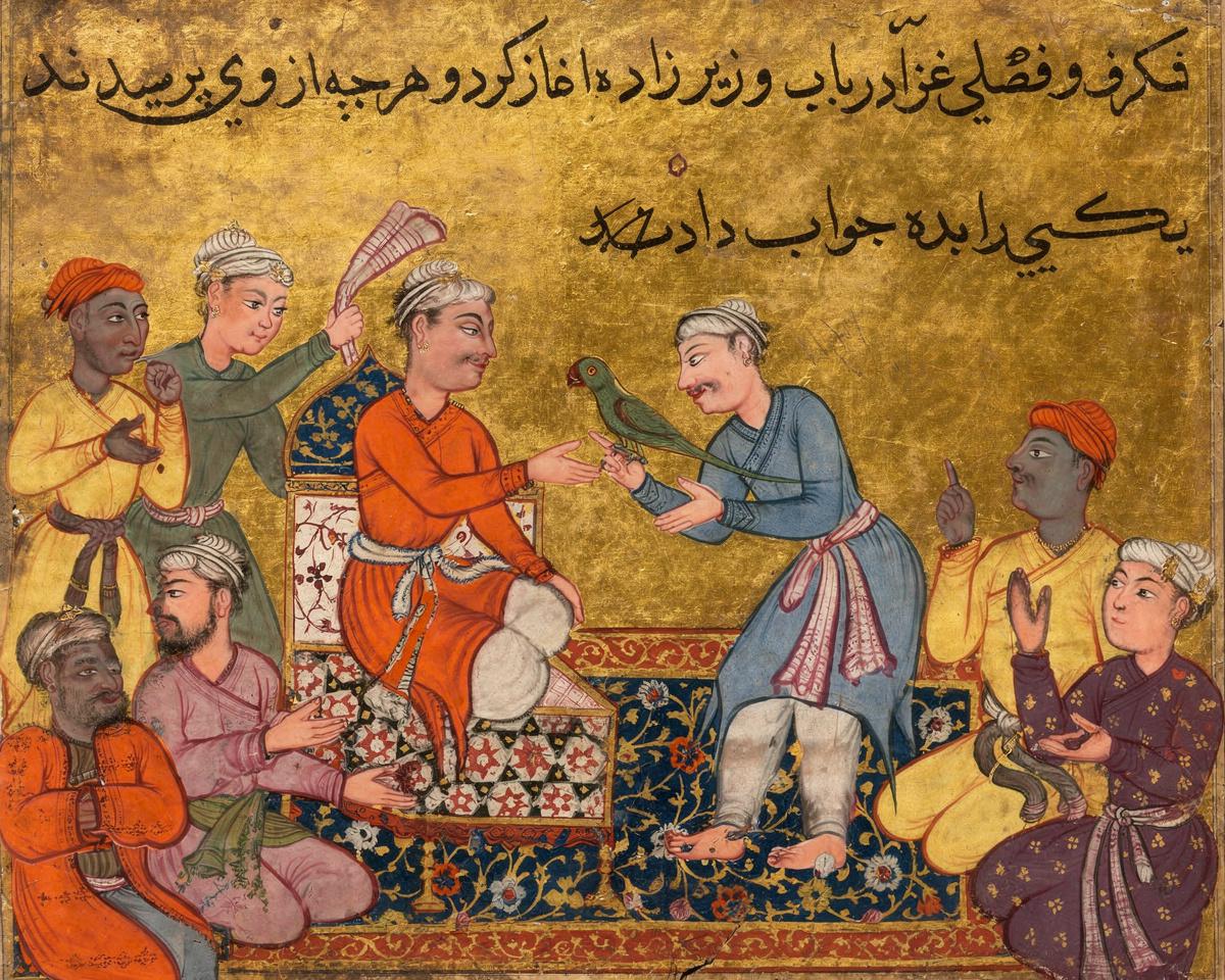 The Vizier’s Son and the Parrot by Lalu — archival fine-art print from Fable