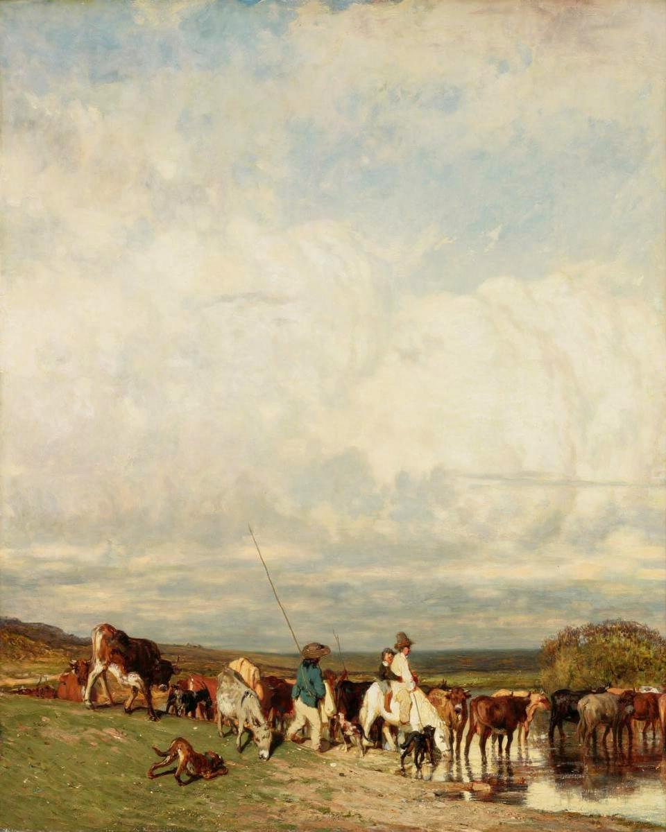 Cows Crossing a Ford by Jules Dupré — archival fine-art print from Fable