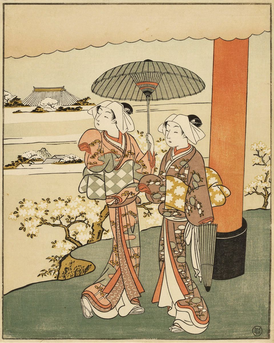 Pause at the Torii, Suzuki Harunobu Fine-Art Print