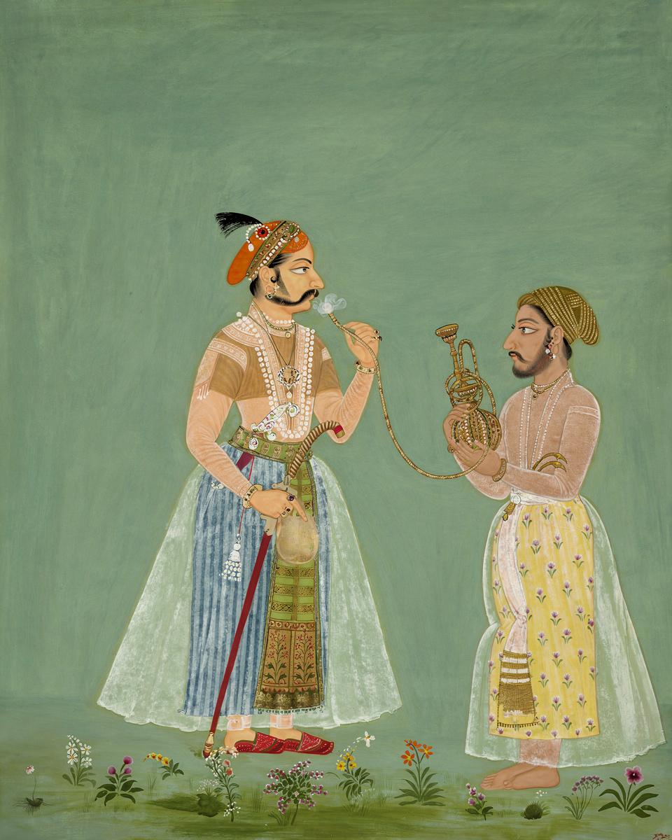 Rana Amar Singh II (reigned 1698–1710) smoking a hookah — archival fine-art print from Fable