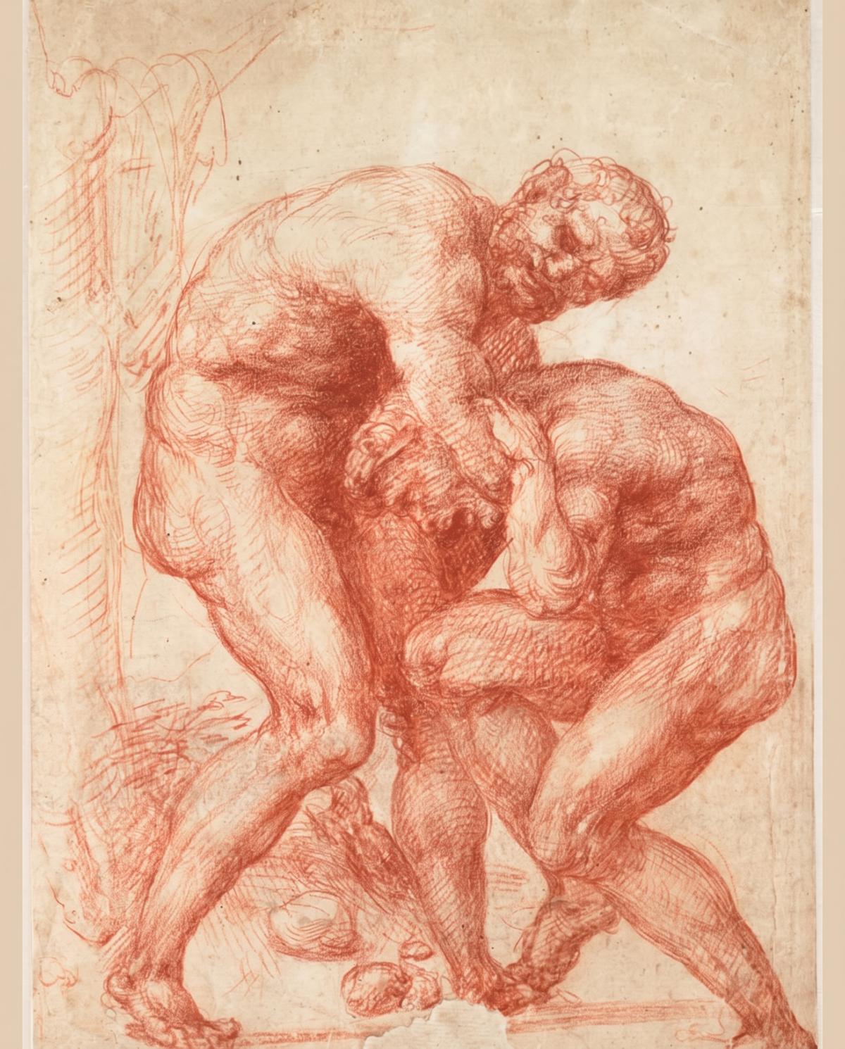 Hercules and Antaeus (recto and verso) by Michelangelo Anselmi — archival fine-art print from Fable
