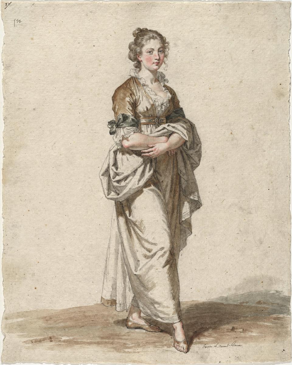 Standing Young Woman by Augustin de Saint-Aubin — archival fine-art print from Fable