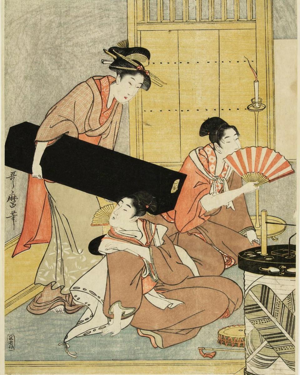 Niwaka Performers at the Teahouse by Kitagawa Utamaro 喜多川歌麿, Izumiya Ichibei 和泉屋市兵衛 — archival fine-art print from Fable