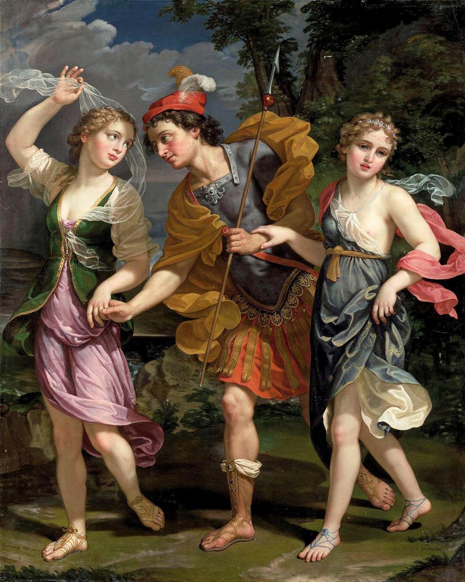 Theseus mit den beiden Töchtern des Minos — archival fine-art print from Fable