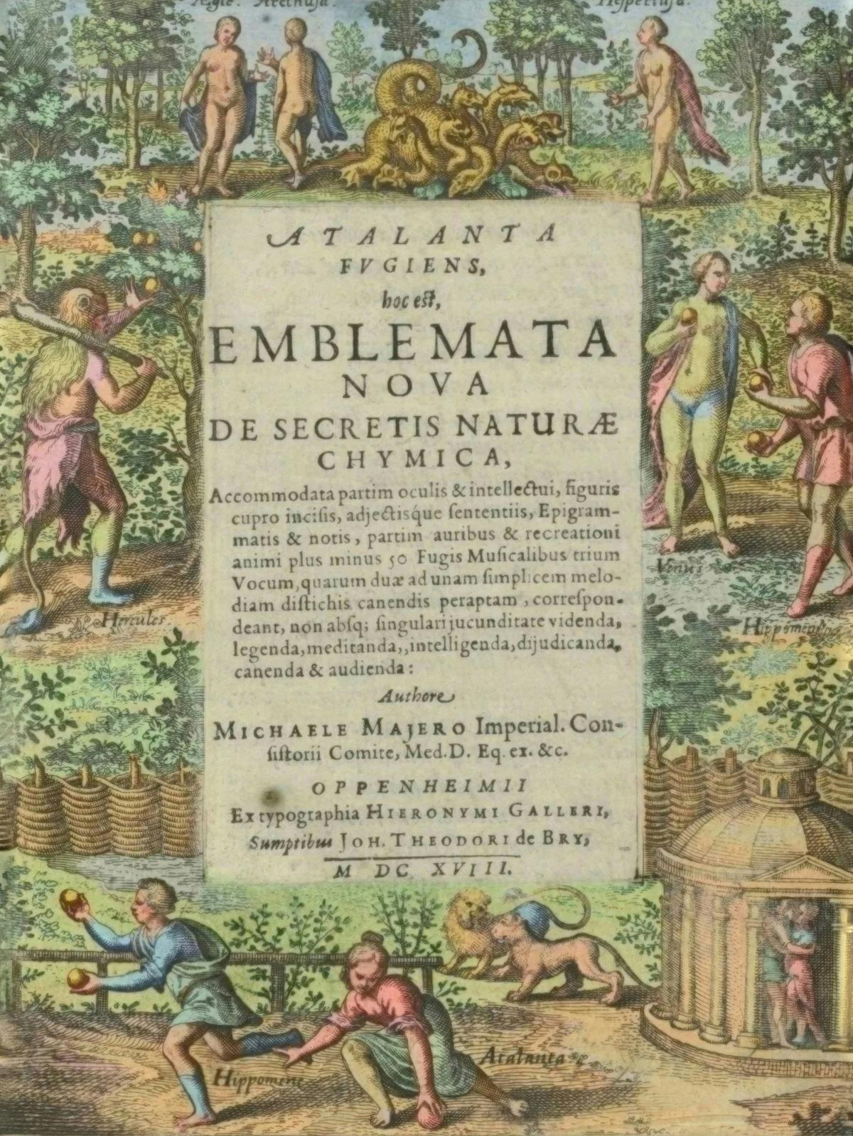 Atalanta Fugiens, Engraved Title Page by Matthäus Merian the Elder, after Michael Maier — archival fine-art print from Fable