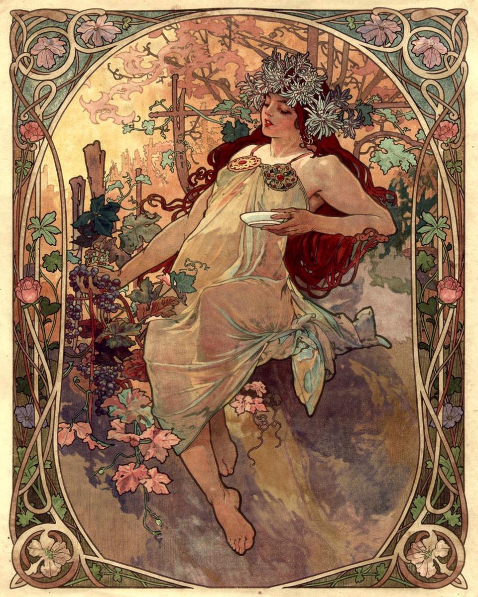 The Seasons (1896) by Mucha, Alphonse (1860-1939). Illustrateur — archival fine-art print from Fable